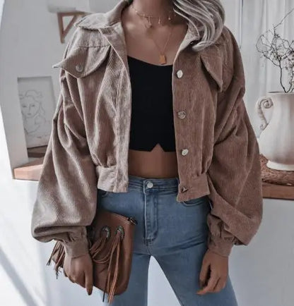 Rugged Corduroy Short Denim Jacket