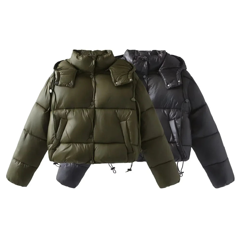 Warm Womens Padded Hoodie Jacket - Vossary