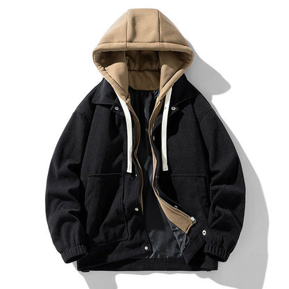 Rustic Corduroy Hooded Jacket