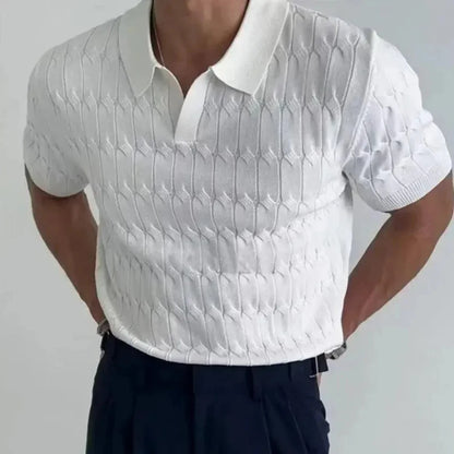 Rugged Patterned Knit Polo Shirt - EasyApparels