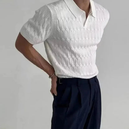 Rugged Patterned Knit Polo Shirt