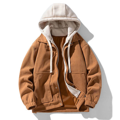 Rustic Corduroy Hooded Jacket