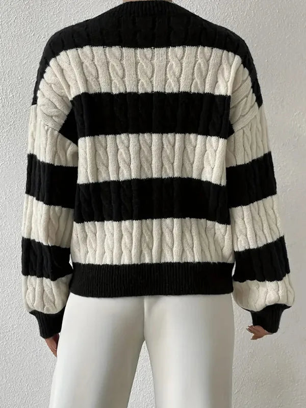 Purple Crew Neck Knit Sweater