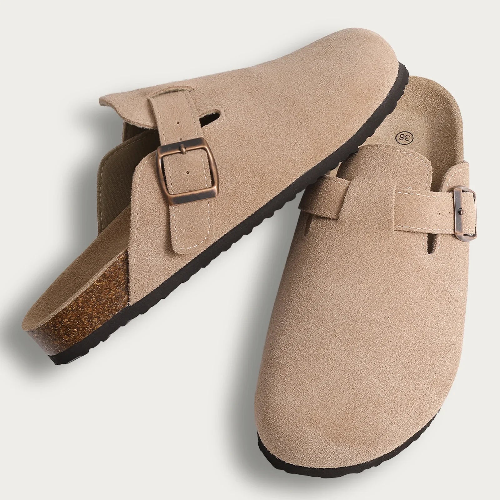 Comfortable Suede Clog Sandals with Soft Insoles - Luxicro