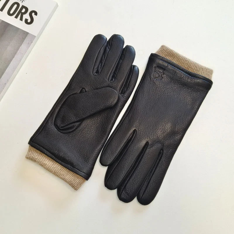 Warm Insulated Synthetic Leather Gloves