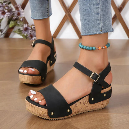 Natural Fiber Woven Platform Sandals - EasyApparels