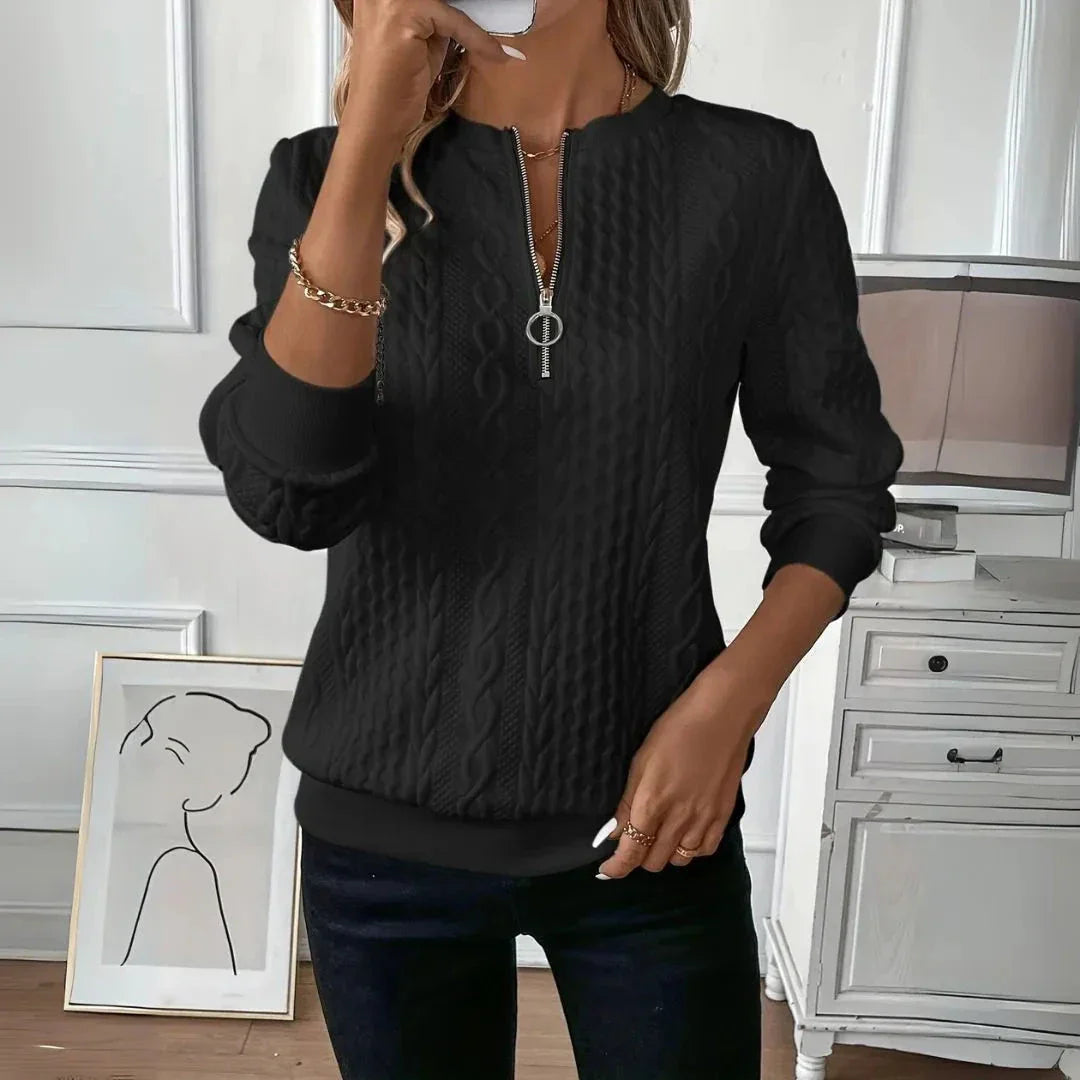 Warm Cable Knit Quarter Zip Sweater
