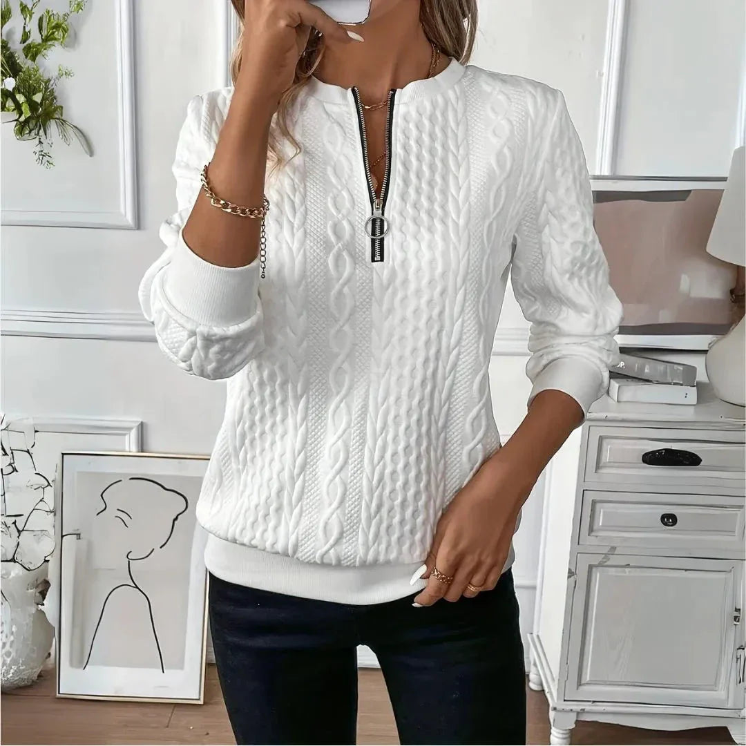 Warm Cable Knit Quarter Zip Sweater - EasyApparels