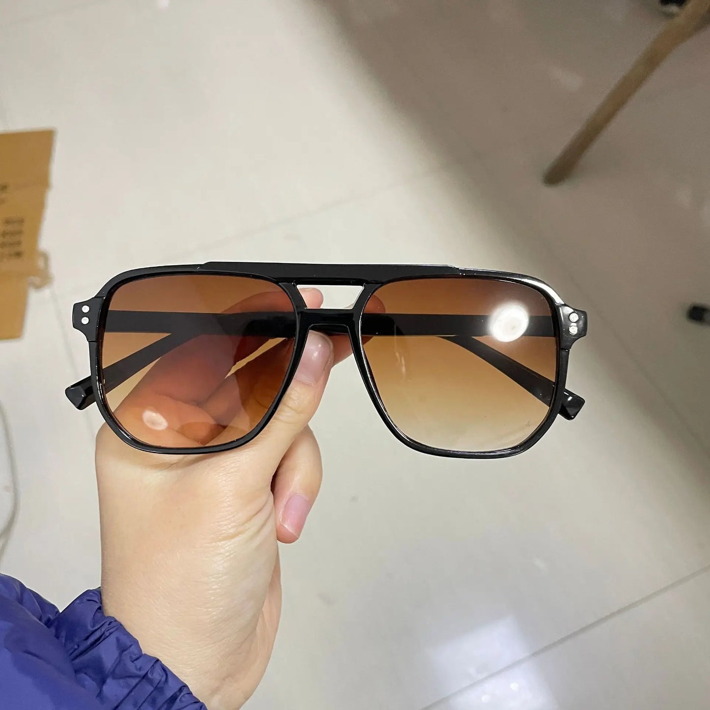 Classic Large Square Sunglasses - Unisex Black UV Protection