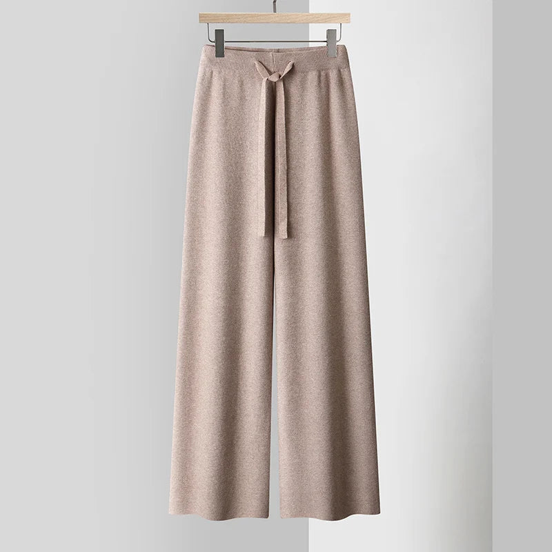 Comfortable Elastic Waist Knit Pants - Vossary