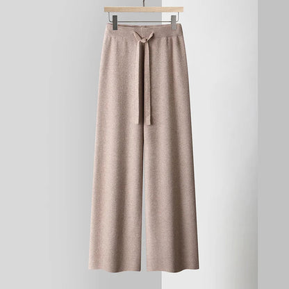 Comfortable Elastic Waist Knit Pants - Vossary