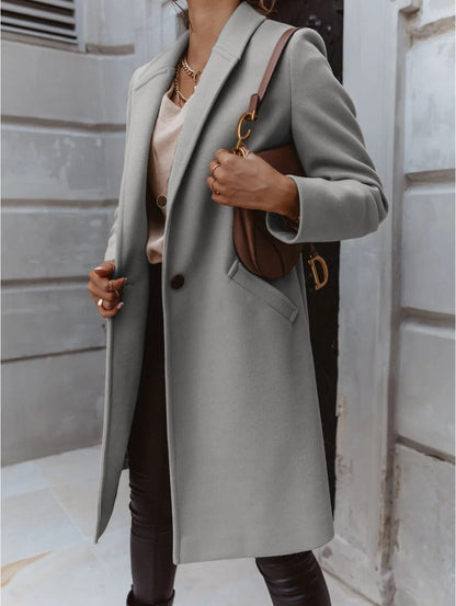 Ladies Classic Fit Wool Coat Button Front