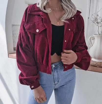 Rugged Corduroy Short Denim Jacket