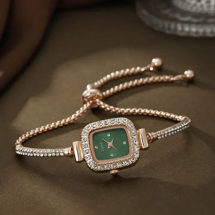 Sparkling Stone Women's Square Watch with Adjustable Strap