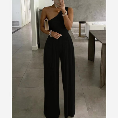 Women's Comfy Off Shoulder High Waisted Loose Fit Jumpsuit