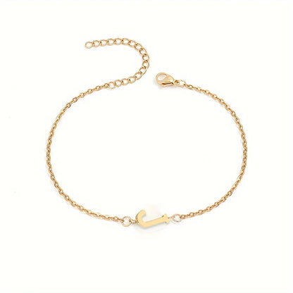 Simple Alphabet Bead Bangle Delicate Chain Necklace