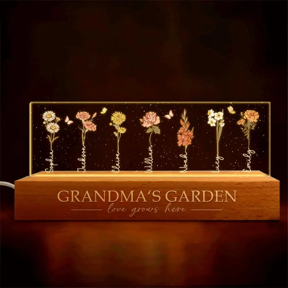 Customizable LED Garden Lamp, Birth Flower Night Light