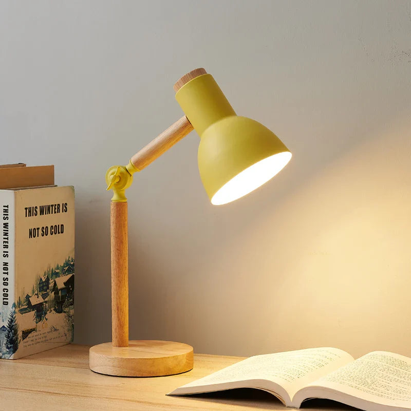 Compact Wooden Night Table Lamp