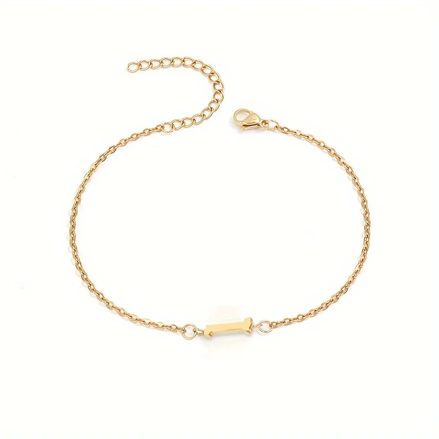 Simple Alphabet Bead Bangle Delicate Chain Necklace