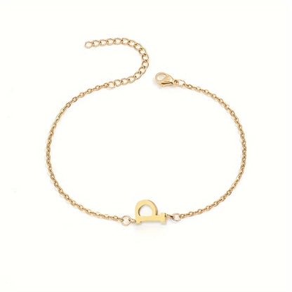 Simple Alphabet Bead Bangle Delicate Chain Necklace