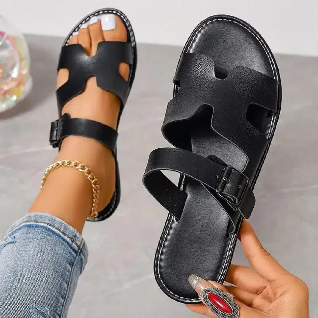 Brown Synthetic Strap Sandals
