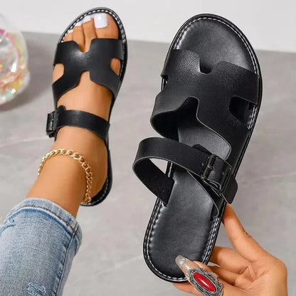 Brown Synthetic Strap Sandals