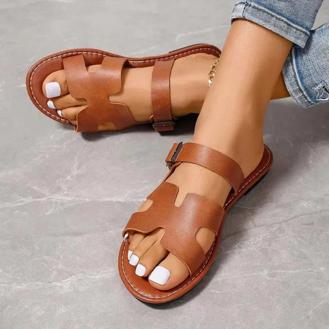 Brown Synthetic Strap Sandals - EasyApparels
