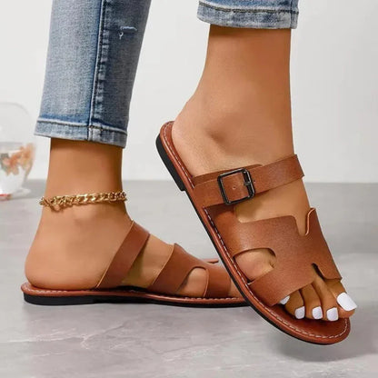 Brown Synthetic Strap Sandals