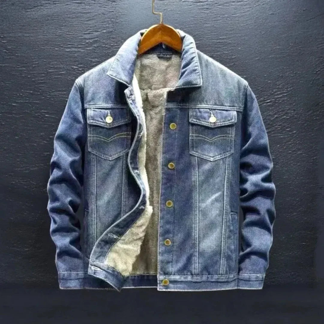 Warm Fleece Lined Blue Jean Jacket - EasyApparels