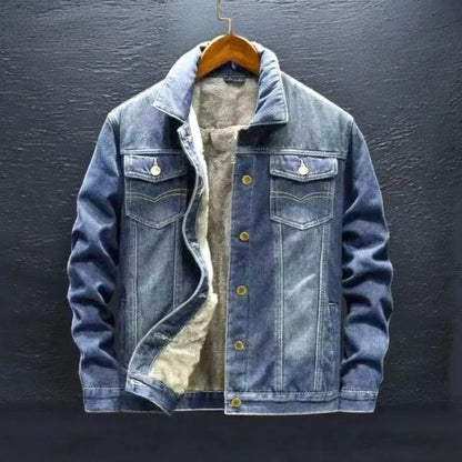 Warm Fleece Lined Blue Jean Jacket - EasyApparels