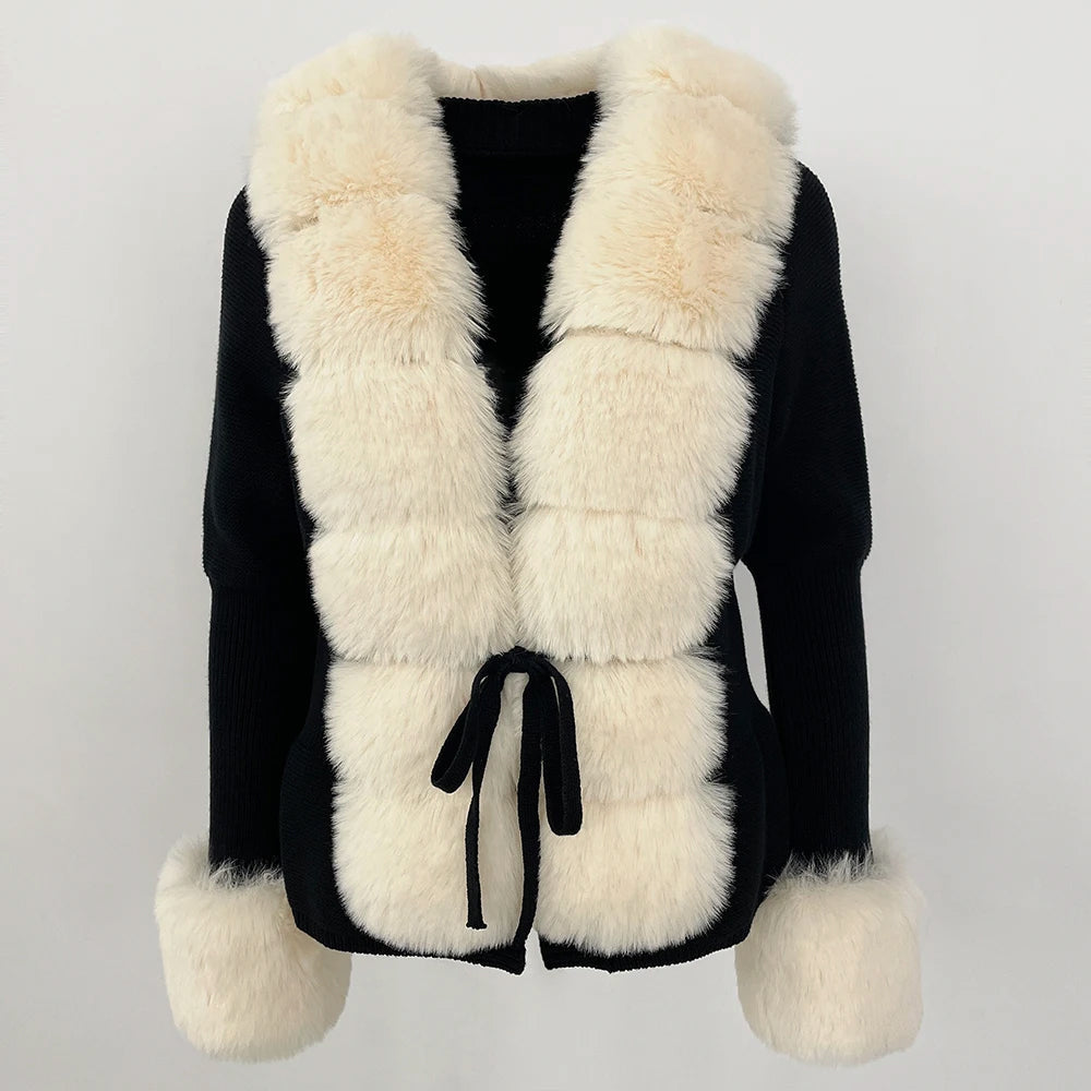 Luxurious Snowy Faux Fur Cardigan
