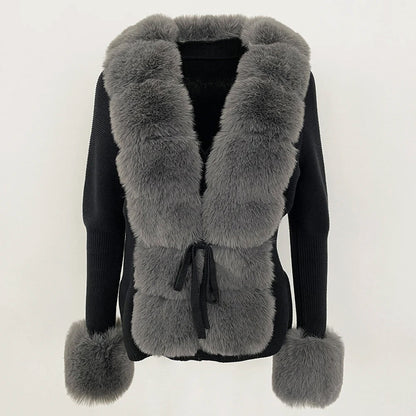 Luxurious Snowy Faux Fur Cardigan