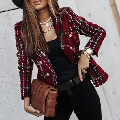 Stylish Classic Ladies' Jacket with Metallic Buttons - Vossary