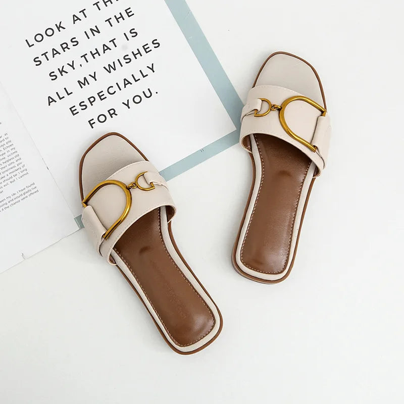 Stylish Flat Women's Slide Sandals - EasyApparels