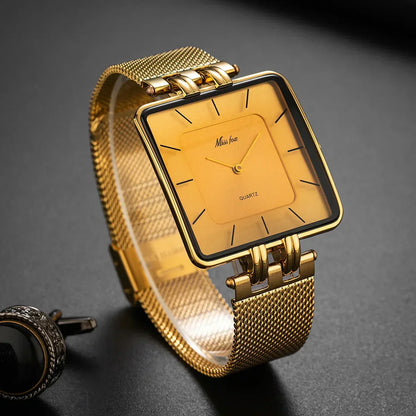 Stylish Mesh Watch with Leather Strap