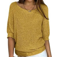 Soft Daily Crew Neck Knit Sweater - Vossary