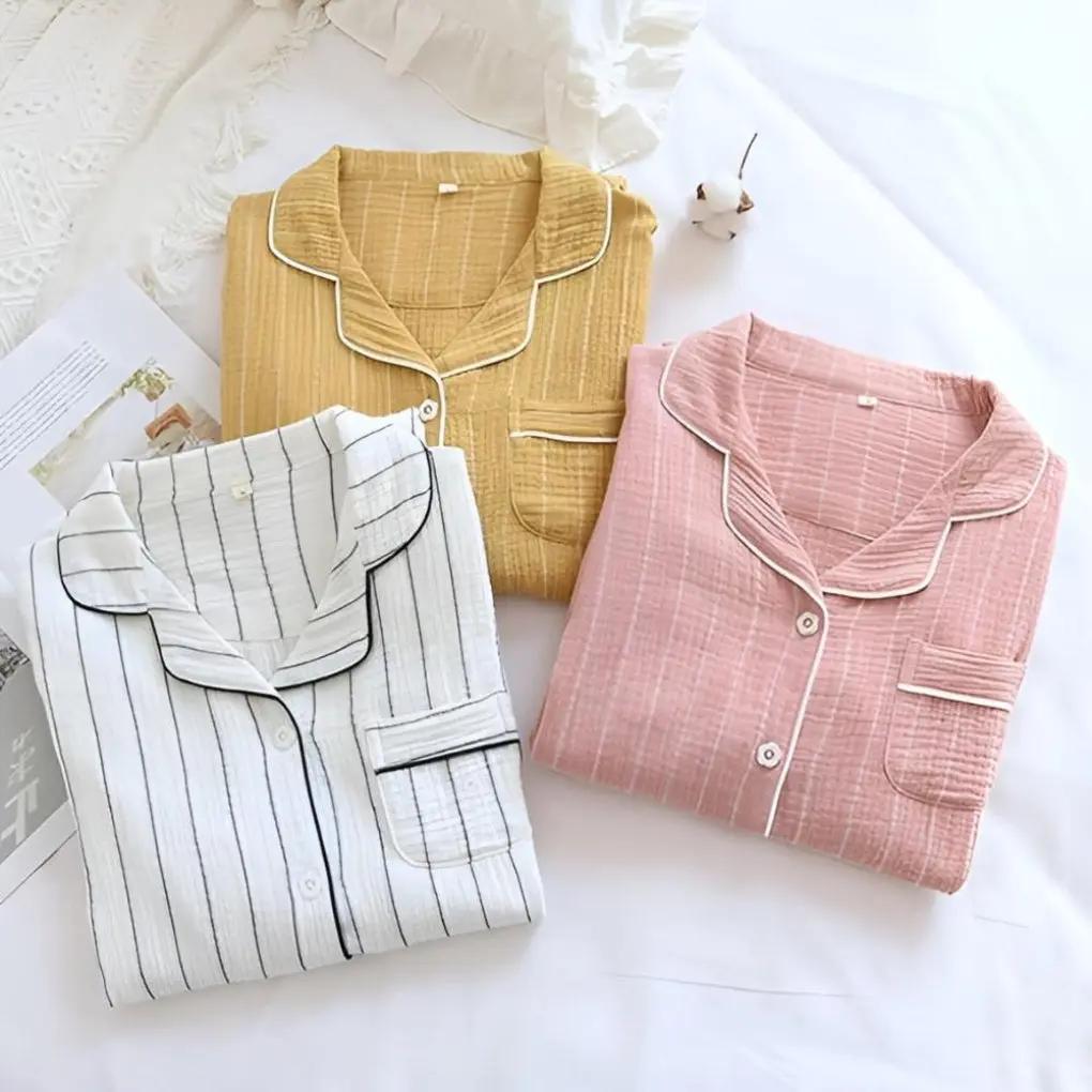 Striped Cotton Nightgown for Women – Cool & Comfortable Plus Size Option-Caliboot