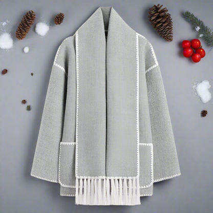 Relaxed Fit Wool Women's Coat with Button Front