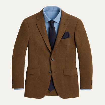 Classic Tan Tweed Blazer Jacket for Men - Vossary
