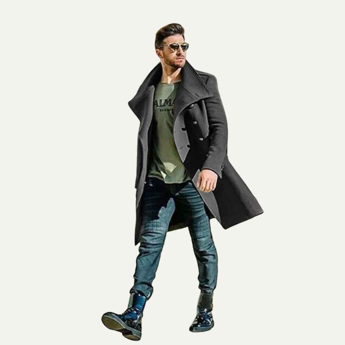 Classic Double Breasted Mens Wool Overcoat