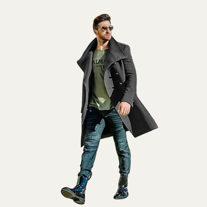 Classic Double Breasted Mens Wool Overcoat