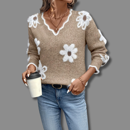 Pretty Floral Knit Sweater