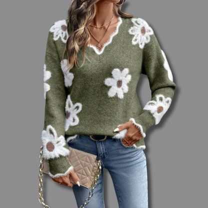 Pretty Floral Knit Sweater