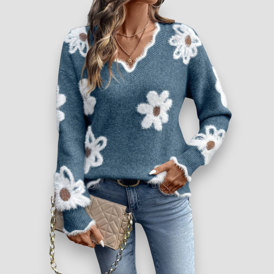 Pretty Floral Knit Sweater