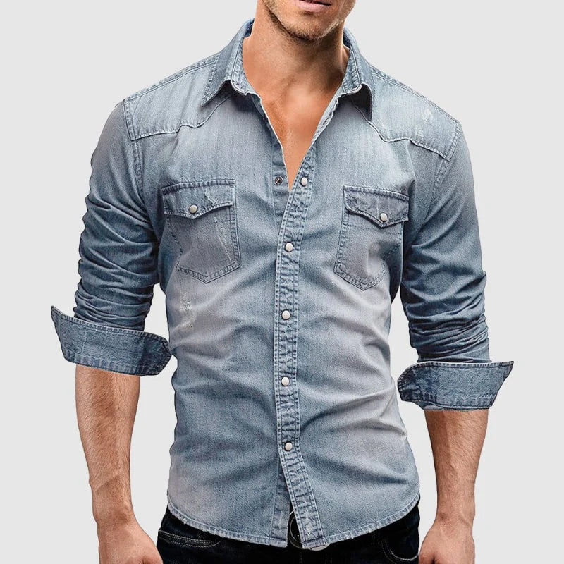 Fitted Blue Jeans Shirt - Vossary