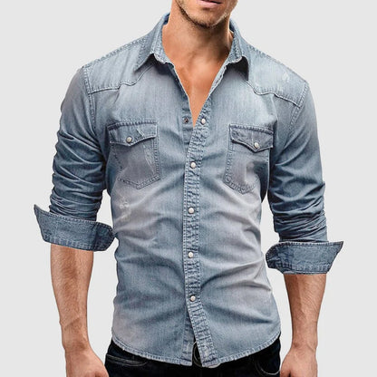 Fitted Blue Jeans Shirt - Vossary