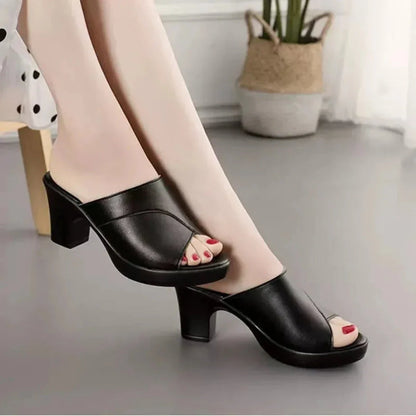 Comfortable Slip-On High Heel Shoes - EasyApparels