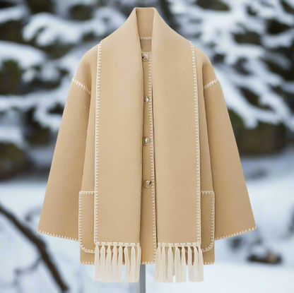 Relaxed Fit Wool Women's Coat with Button Front