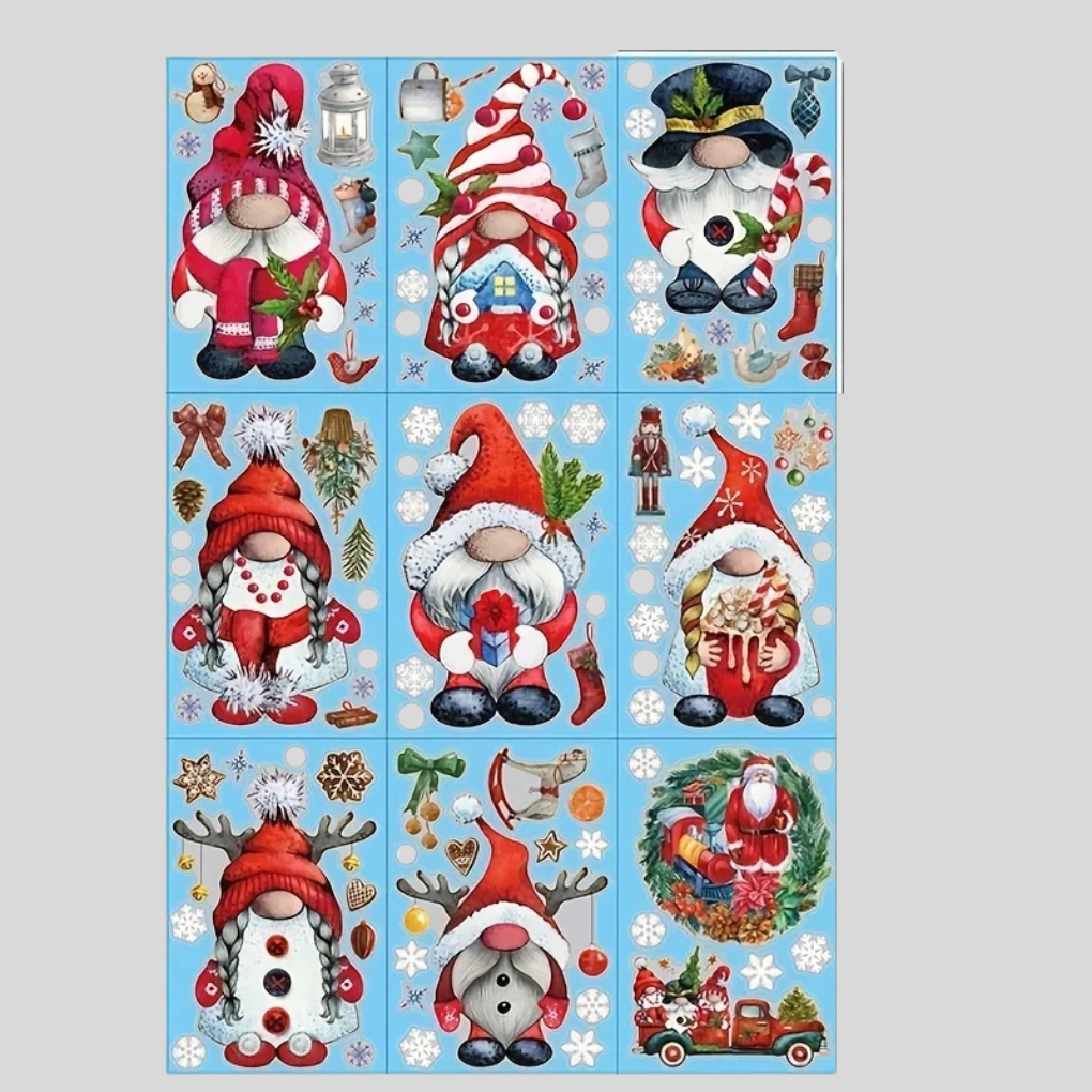 Large Christmas Window Cling Decals Set - Vossary