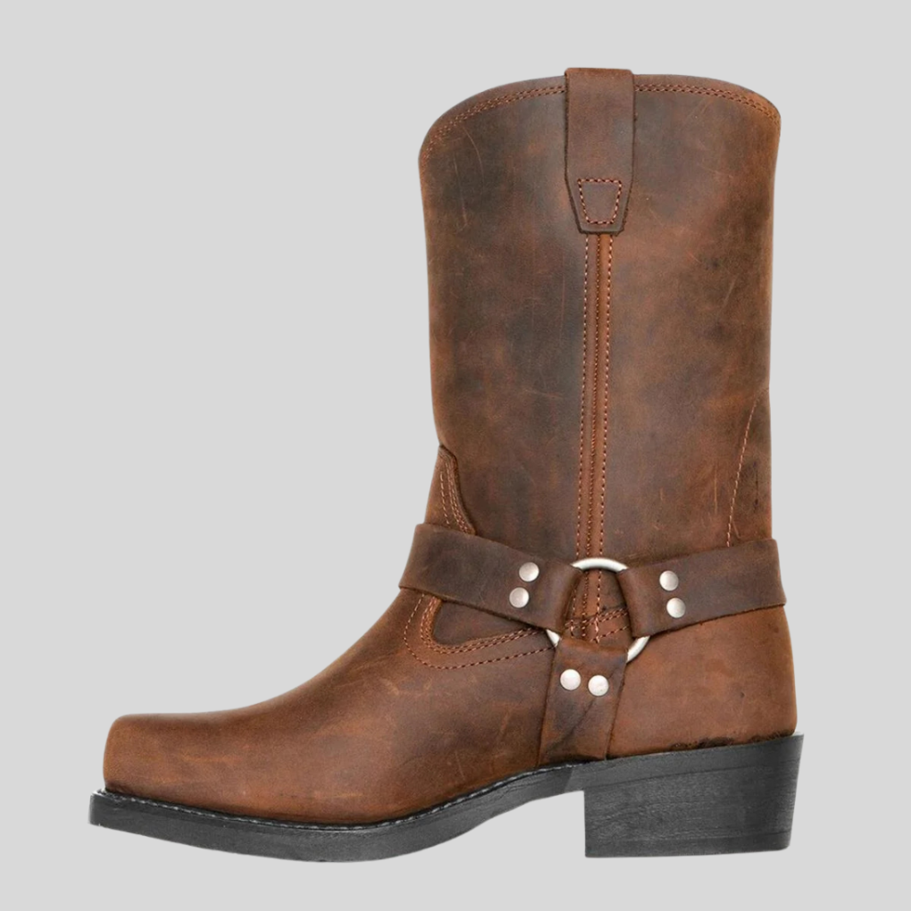 Rugged Cowboy Leather Boots - Vossary